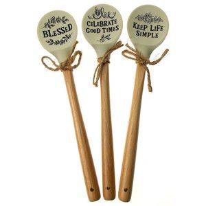 Kitchen Spoon Keep Life Simple Celebrate Good Times Blessed Wood Silicone Gift